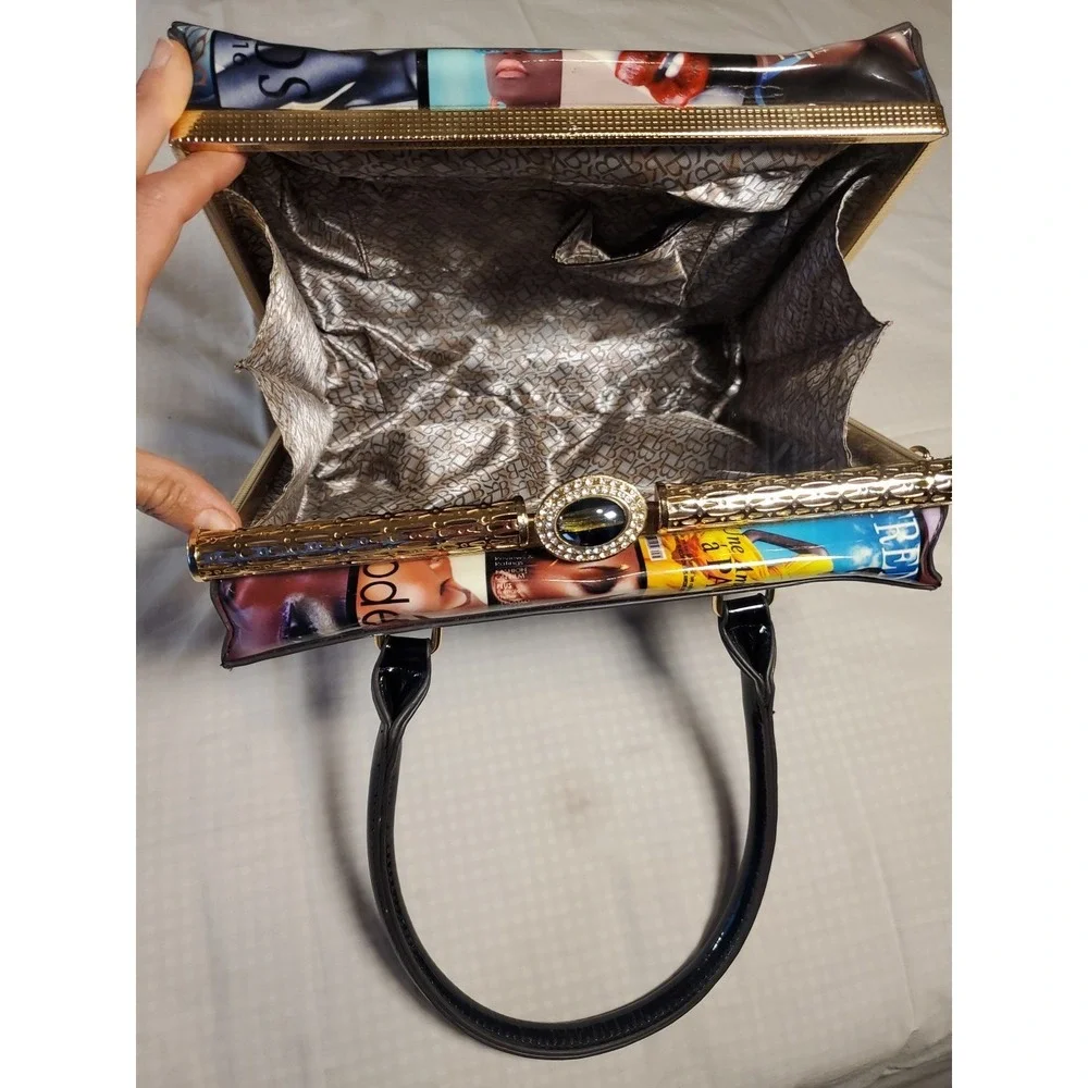 Vtg Trends Handbag Satchel Glossy Fashion Magazine Print Handbag Funky‎ Artsy